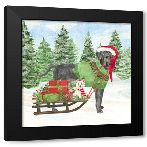 Dog Days of Christmas II-Sled with Gifts Black Modern Wood Framed Art Print with Double Matting by Reed, Tara