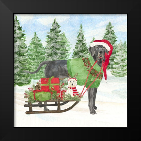 Dog Days of Christmas II-Sled with Gifts Black Modern Wood Framed Art Print by Reed, Tara