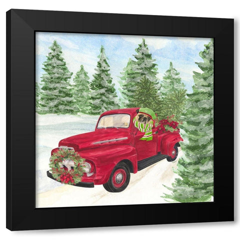 Dog Days of Christmas IV-Truck Black Modern Wood Framed Art Print with Double Matting by Reed, Tara