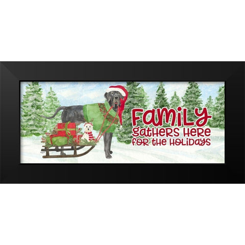 Dog Days of Christmas-Family Gathers Black Modern Wood Framed Art Print by Reed, Tara