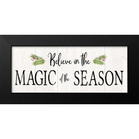 Peaceful Christmas-Magic of the Season horiz black text Black Modern Wood Framed Art Print by Reed, Tara