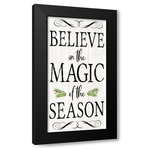 Peaceful Christmas-Magic of the Season vert black text Black Modern Wood Framed Art Print by Reed, Tara