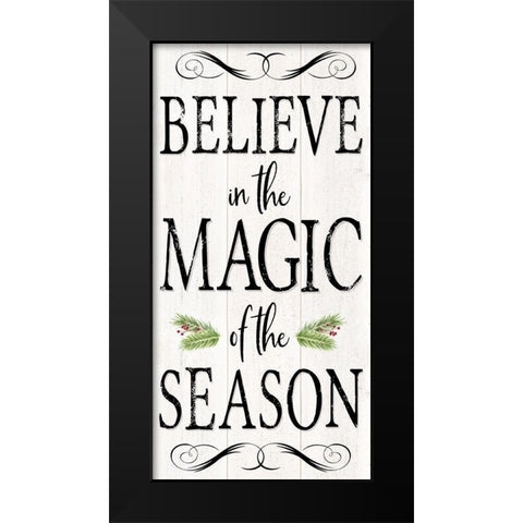 Peaceful Christmas-Magic of the Season vert black text Black Modern Wood Framed Art Print by Reed, Tara