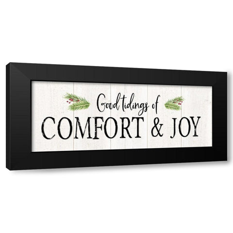 Peaceful Christmas-Comfort and Joy horiz black text Black Modern Wood Framed Art Print with Double Matting by Reed, Tara