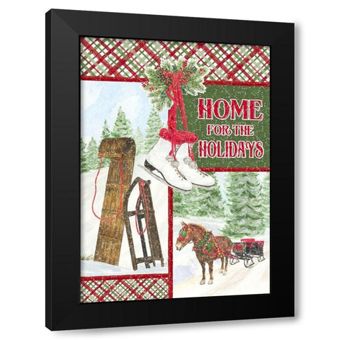 Sleigh Bells Ring-Happy Holidays Black Modern Wood Framed Art Print by Reed, Tara