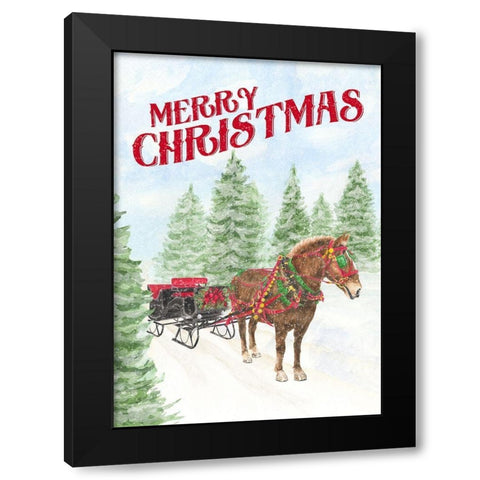 Sleigh Bells Ring-Merry Christmas Black Modern Wood Framed Art Print by Reed, Tara