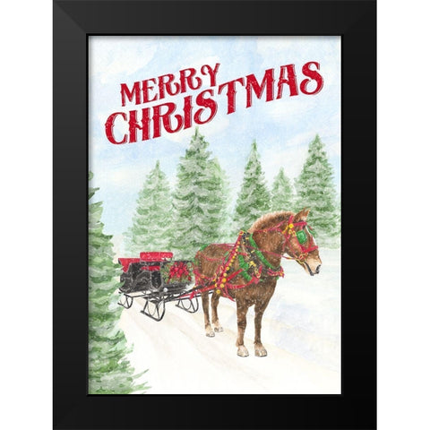 Sleigh Bells Ring-Merry Christmas Black Modern Wood Framed Art Print by Reed, Tara