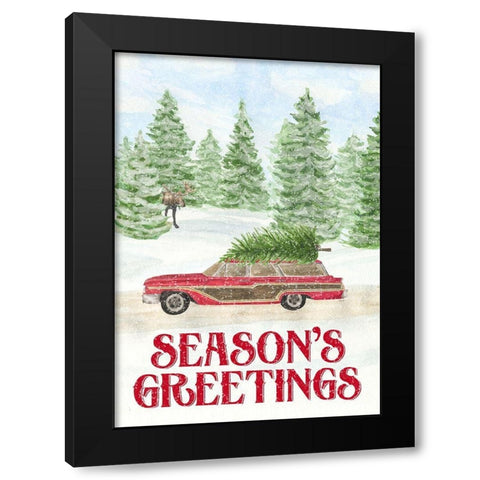 Sleigh Bells Ring-Seasons Greetings Black Modern Wood Framed Art Print with Double Matting by Reed, Tara