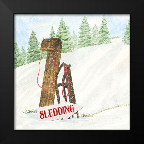 Sleigh Bells Ring II-Sledding Black Modern Wood Framed Art Print by Reed, Tara