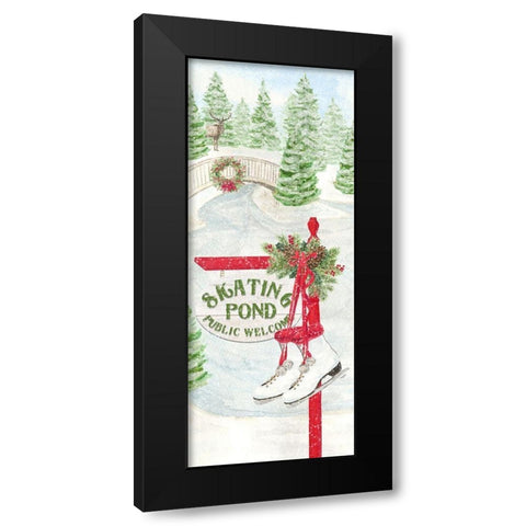 Sleigh Bells Ring panel II-Skating Pond Black Modern Wood Framed Art Print by Reed, Tara