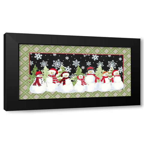 Snowman Wonderland-Green Plaid Black Modern Wood Framed Art Print with Double Matting by Reed, Tara