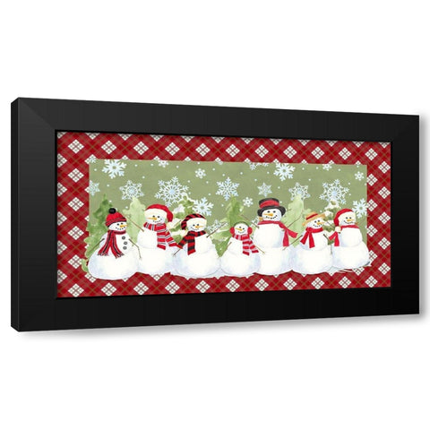 Snowman Wonderland-Red Plaid Black Modern Wood Framed Art Print with Double Matting by Reed, Tara