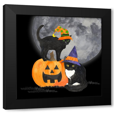 Fright Night Friends I-Black Cat Black Modern Wood Framed Art Print with Double Matting by Reed, Tara