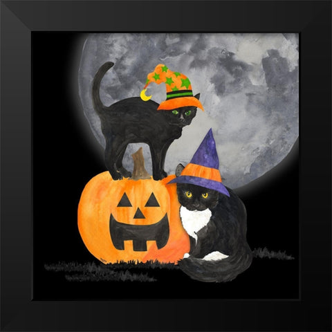 Fright Night Friends I-Black Cat Black Modern Wood Framed Art Print by Reed, Tara
