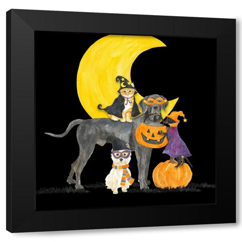 Fright Night Friends II-Dog with Pumpkin Black Modern Wood Framed Art Print by Reed, Tara