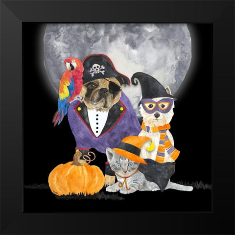 Fright Night Friends III-Pirate Pug Black Modern Wood Framed Art Print by Reed, Tara