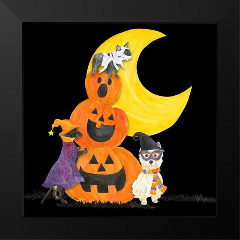 Fright Night Friends IV-Pumpkin Stack Black Modern Wood Framed Art Print by Reed, Tara