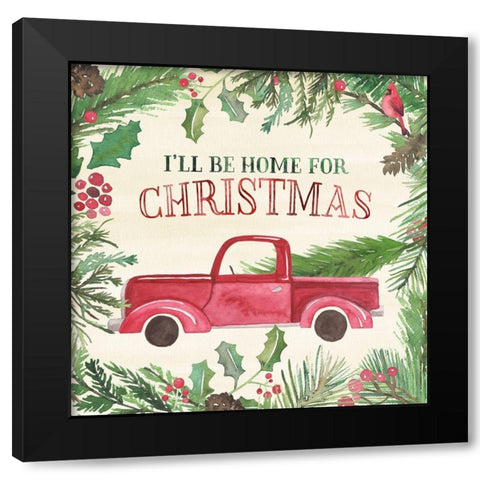 New England Christmas II Black Modern Wood Framed Art Print with Double Matting by Noonday Design