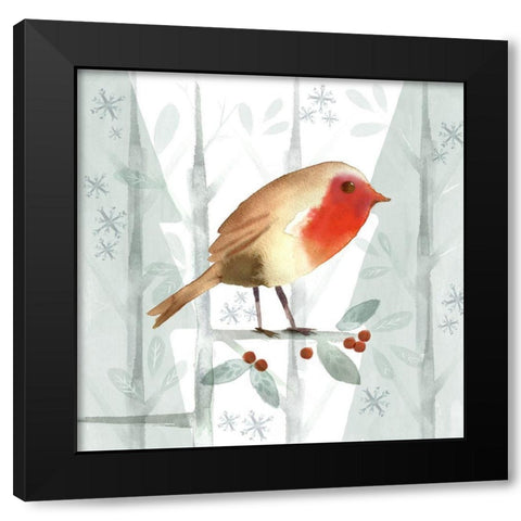 Christmas Hinterland III-Robin Black Modern Wood Framed Art Print with Double Matting by Northern Lights