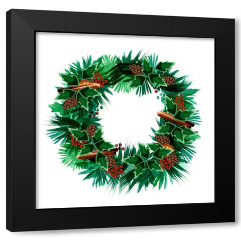 Christmas Hinterland V-Wreath Black Modern Wood Framed Art Print by Northern Lights