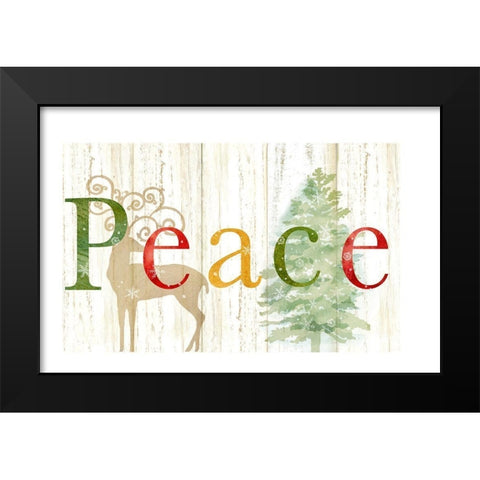 Peace Whitewash Wood sign Black Modern Wood Framed Art Print by Coulter, Cynthia