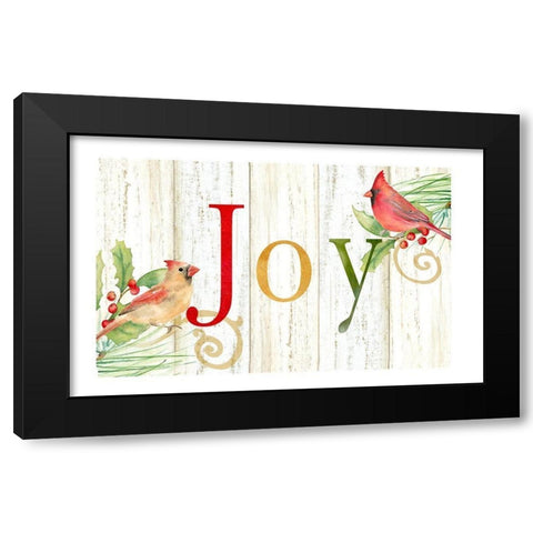 Joy Whitewash Wood sign Black Modern Wood Framed Art Print with Double Matting by Coulter, Cynthia
