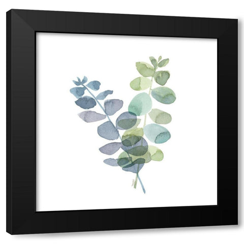 Natural Inspiration Blue Eucalyptus on White I Black Modern Wood Framed Art Print by Reed, Tara