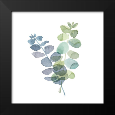 Natural Inspiration Blue Eucalyptus on White I Black Modern Wood Framed Art Print by Reed, Tara