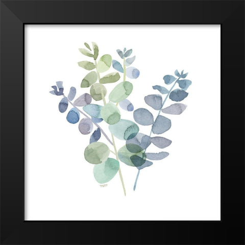 Natural Inspiration Blue Eucalyptus on White II Black Modern Wood Framed Art Print by Reed, Tara