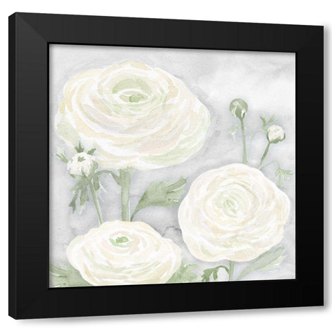 Peaceful Repose Floral on Gray I Black Modern Wood Framed Art Print with Double Matting by Reed, Tara