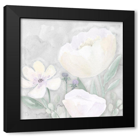 Peaceful Repose Floral on Gray II Black Modern Wood Framed Art Print by Reed, Tara