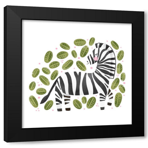 Safari Cuties Zebra Black Modern Wood Framed Art Print by Noonday Designs