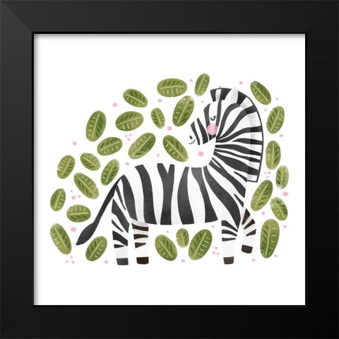 Safari Cuties Zebra Black Modern Wood Framed Art Print by Noonday Designs