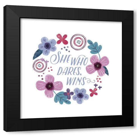 Fierce Girl II Dares Black Modern Wood Framed Art Print by Noonday Designs