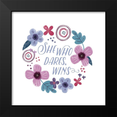 Fierce Girl II Dares Black Modern Wood Framed Art Print by Noonday Designs