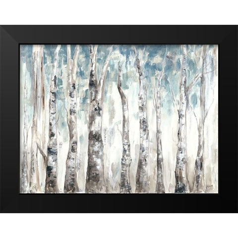 Winter Aspen Trunks Blue  Black Modern Wood Framed Art Print by Tre Sorelle Studios