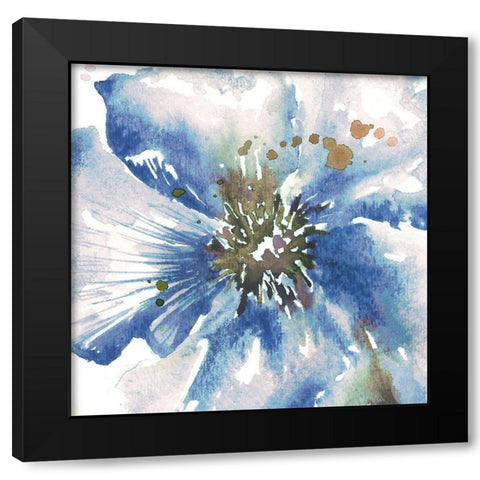 Blue Watercolor Poppy Close Up II Black Modern Wood Framed Art Print by Tre Sorelle Studios