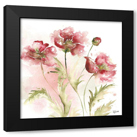 Blush Watercolor Poppy III Black Modern Wood Framed Art Print by Tre Sorelle Studios