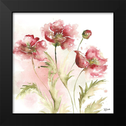 Blush Watercolor Poppy III Black Modern Wood Framed Art Print by Tre Sorelle Studios