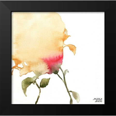 Watercolor Floral Yellow and Red I Black Modern Wood Framed Art Print by Bijou, Andrea