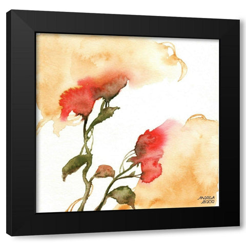 Watercolor Floral Yellow and Red II Black Modern Wood Framed Art Print with Double Matting by Bijou, Andrea