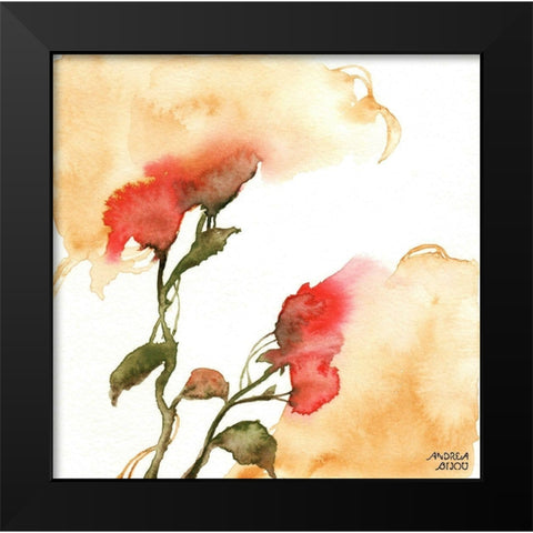 Watercolor Floral Yellow and Red II Black Modern Wood Framed Art Print by Bijou, Andrea