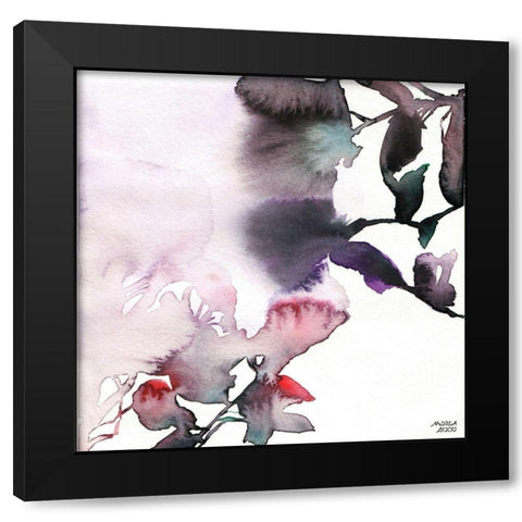 Watercolor Floral Pink Purple Trio I Black Modern Wood Framed Art Print with Double Matting by Bijou, Andrea