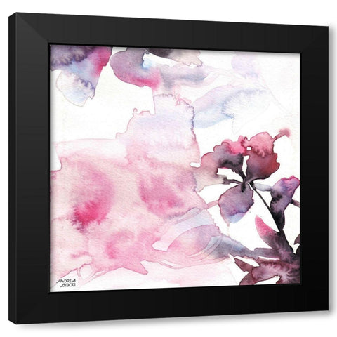 Watercolor Floral Pink Purple Trio II Black Modern Wood Framed Art Print with Double Matting by Bijou, Andrea