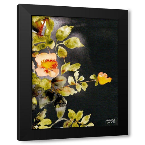 Roses on Black Black Modern Wood Framed Art Print by Bijou, Andrea