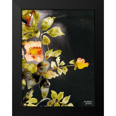 Roses on Black Black Modern Wood Framed Art Print by Bijou, Andrea