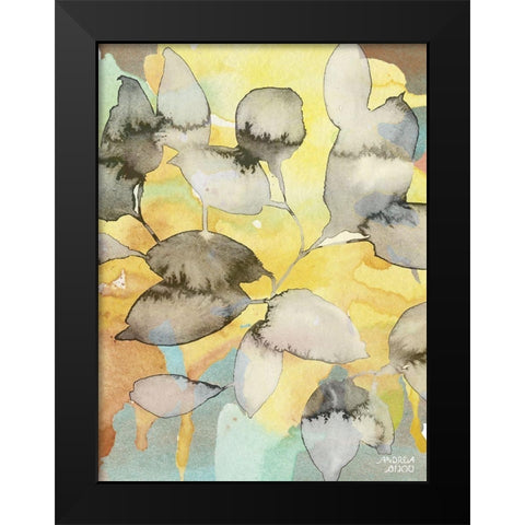 Yellow Leaves Abstract Black Modern Wood Framed Art Print by Bijou, Andrea