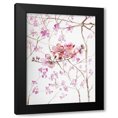 Cherry Blossoms Black Modern Wood Framed Art Print with Double Matting by Bijou, Andrea