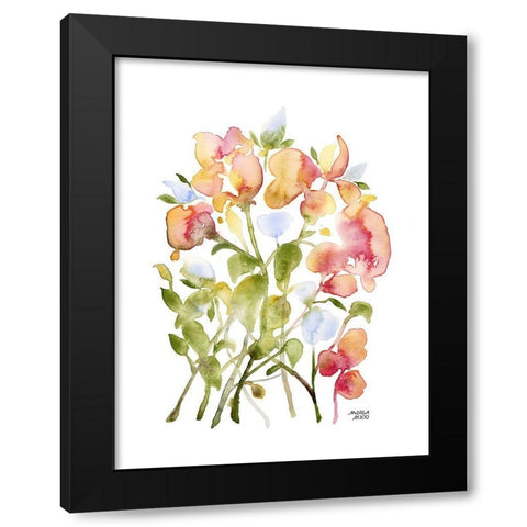 Blue and Pink Florals Black Modern Wood Framed Art Print by Bijou, Andrea