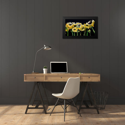Sunflower Field on Black Black Modern Wood Framed Art Print by Chapman, Marcy
